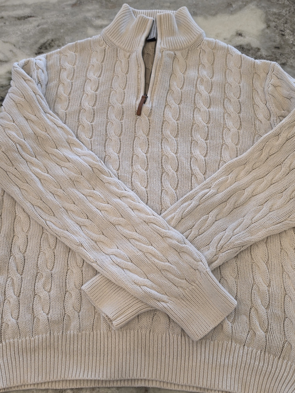J. Crew Cream Cable-Knit Quarter-Zip Sweater